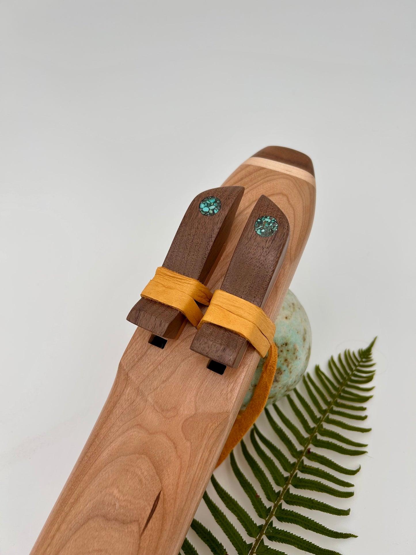 Mid Range Drone - Maple and Walnut with Circle Turquoise Inlay