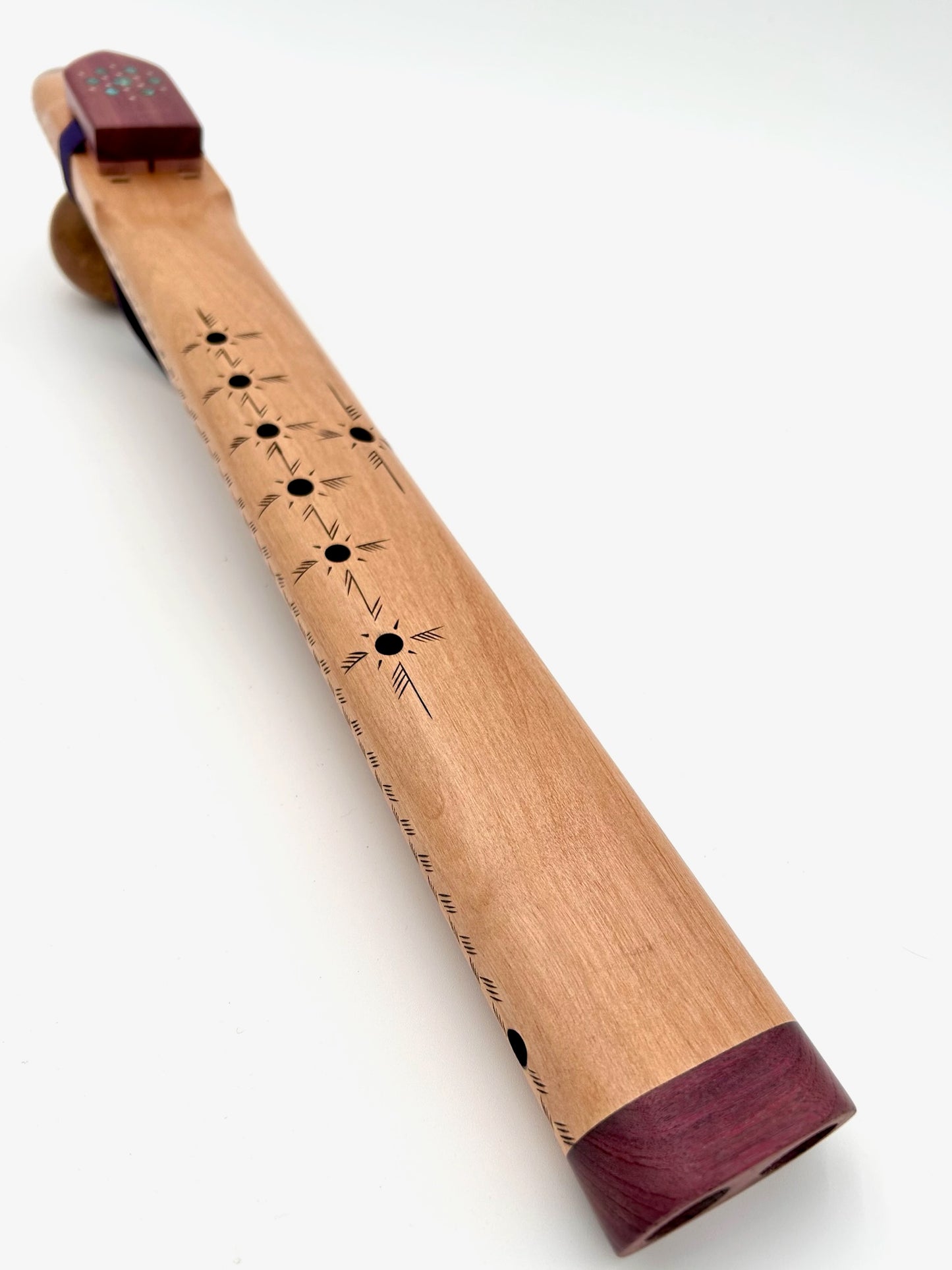 Low Range Alternating Drone - Alder, Purple Heart with Wood Burn & Stone Inlay