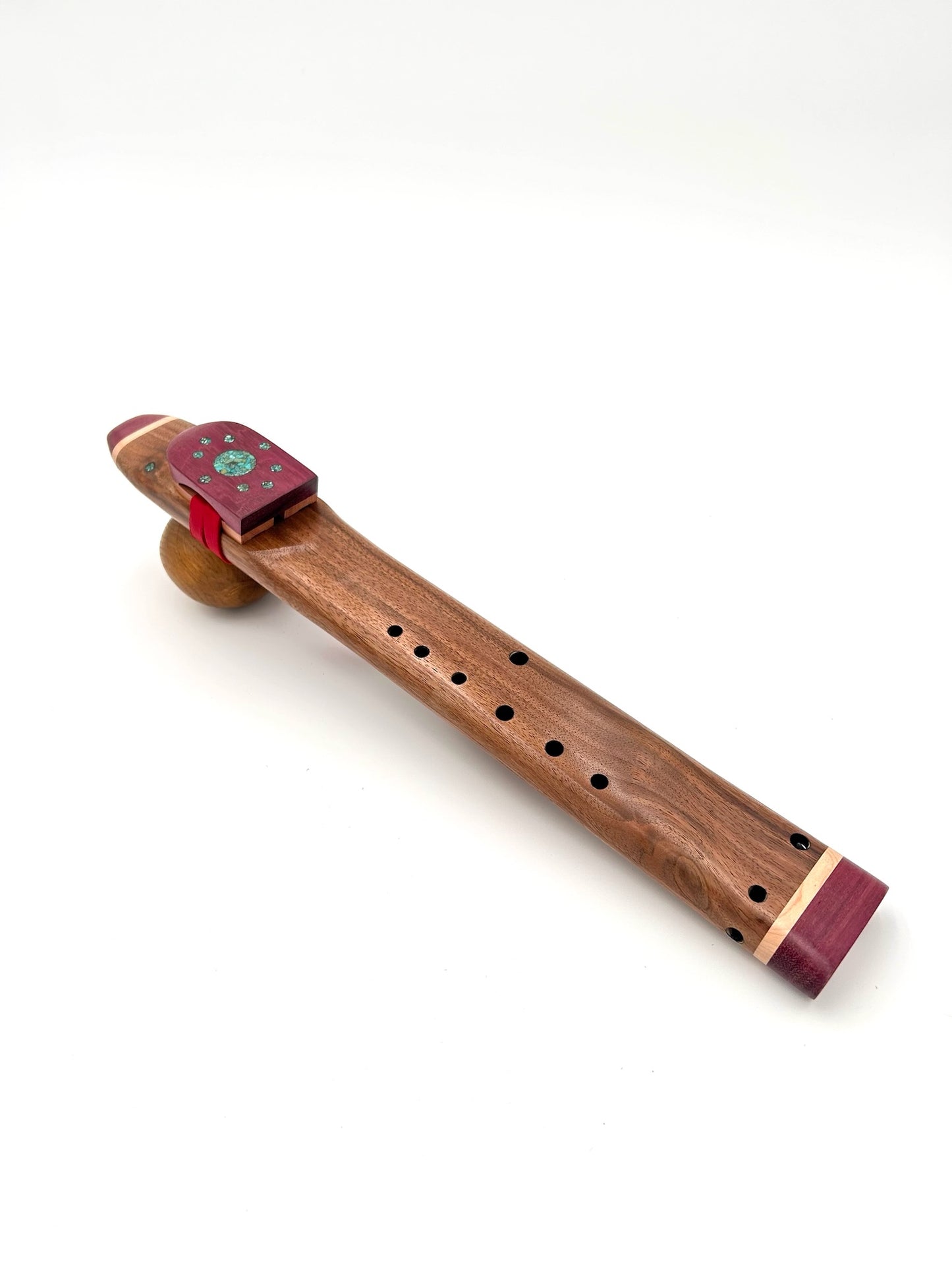 Mid Range Alternating Drone - Walnut, Maple & Purpleheart with Circle Turquoise Inlay