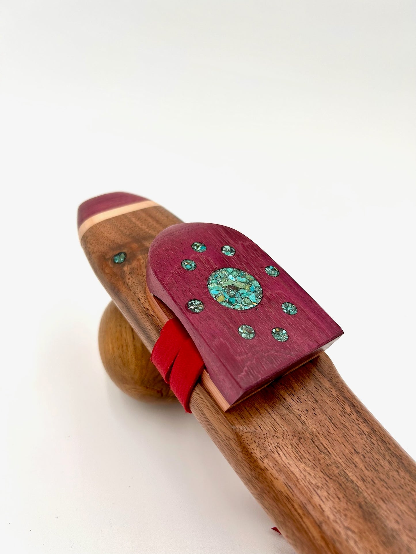 Mid Range Alternating Drone - Walnut, Maple & Purpleheart with Circle Turquoise Inlay