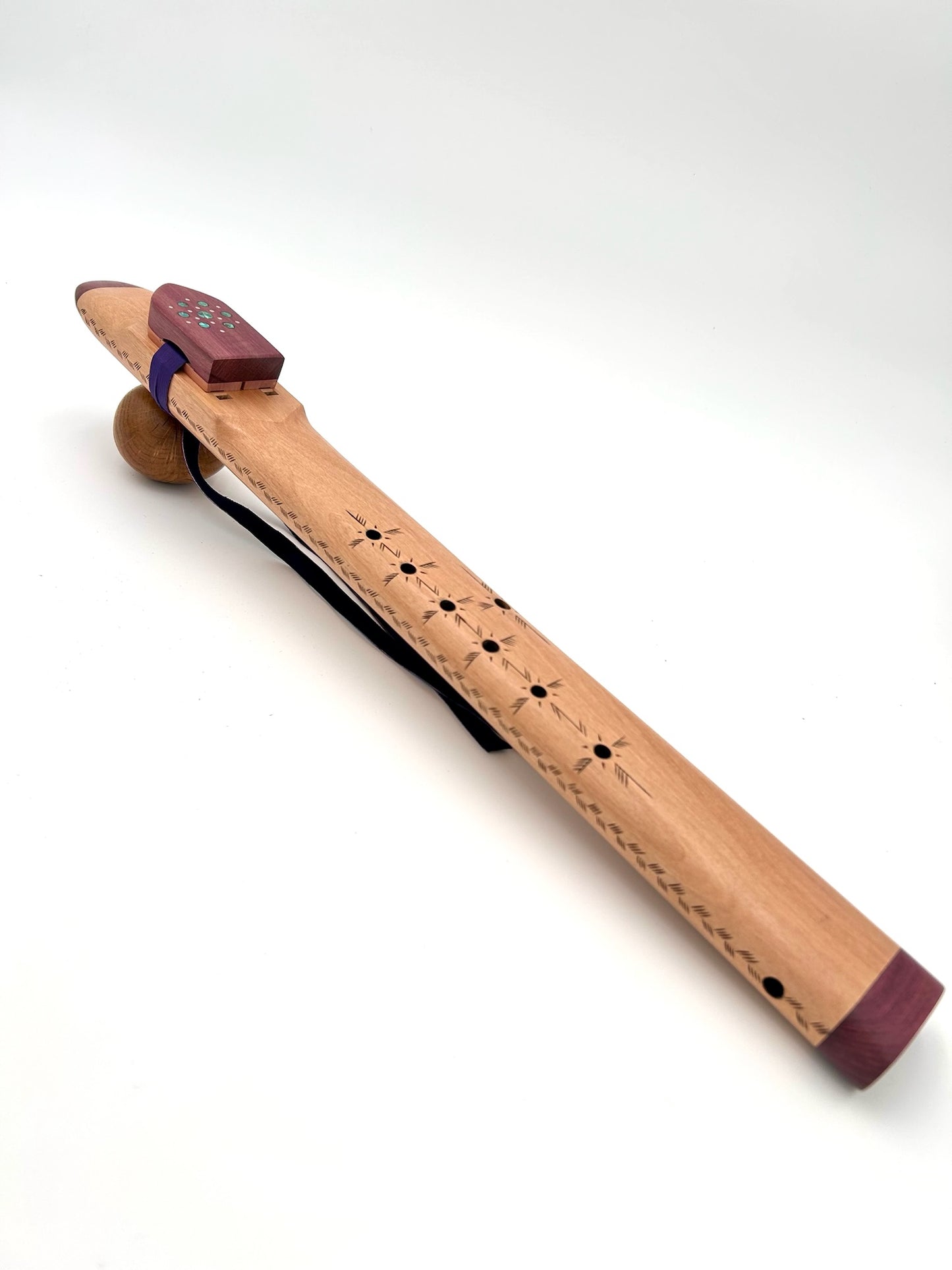 Low Range Alternating Drone - Alder, Purple Heart with Wood Burn & Stone Inlay