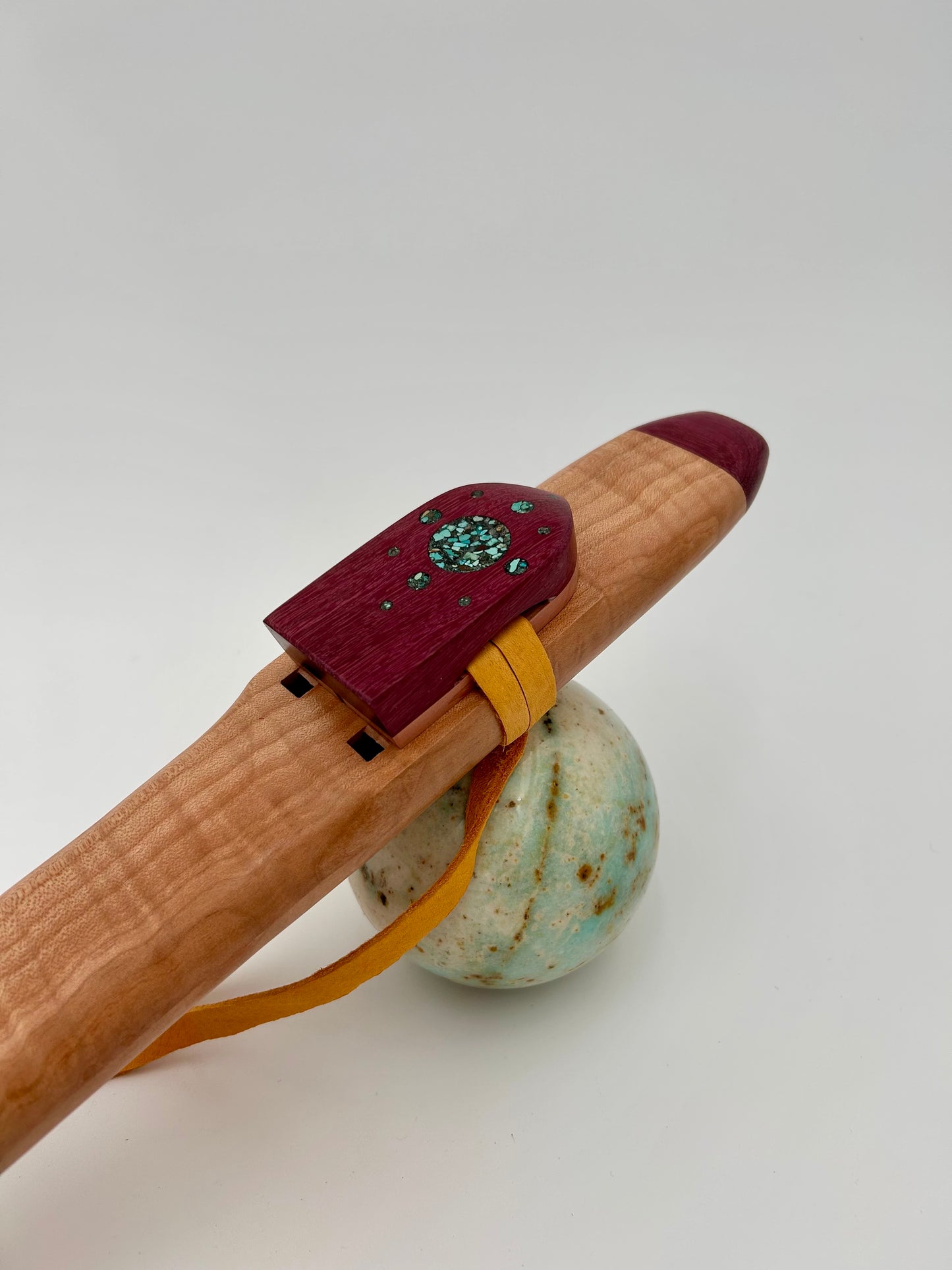 Mid Range Alternating Drone - Curly Maple, Purpleheart and Turquoise Inlay