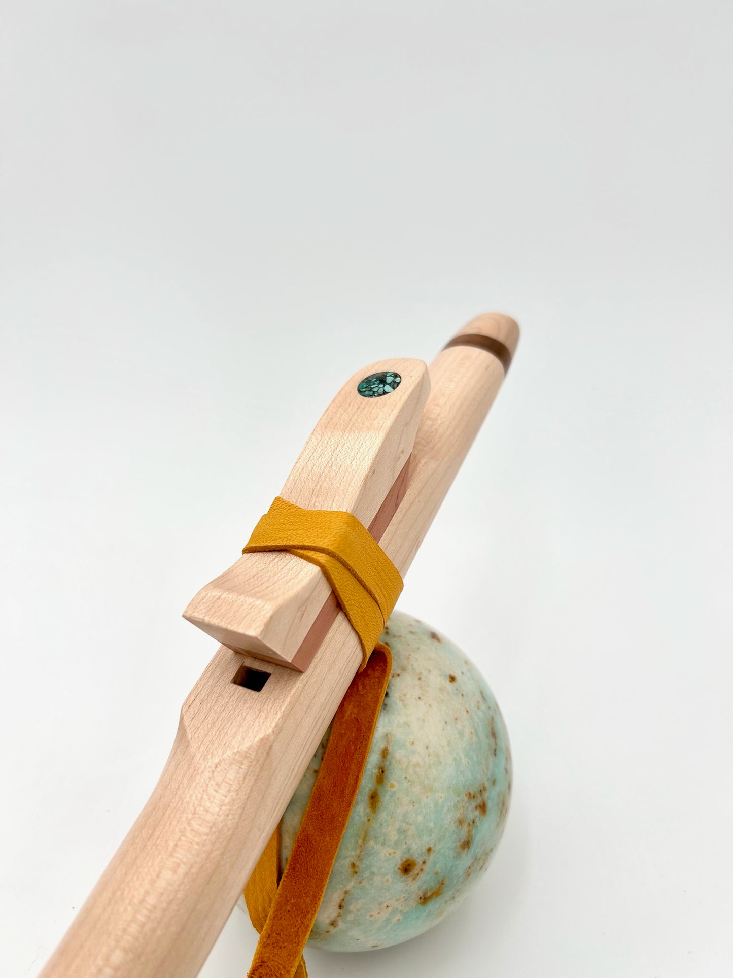 Flute in B - Hijaz Tuning - Maple & Walnut with Turqouise Accent