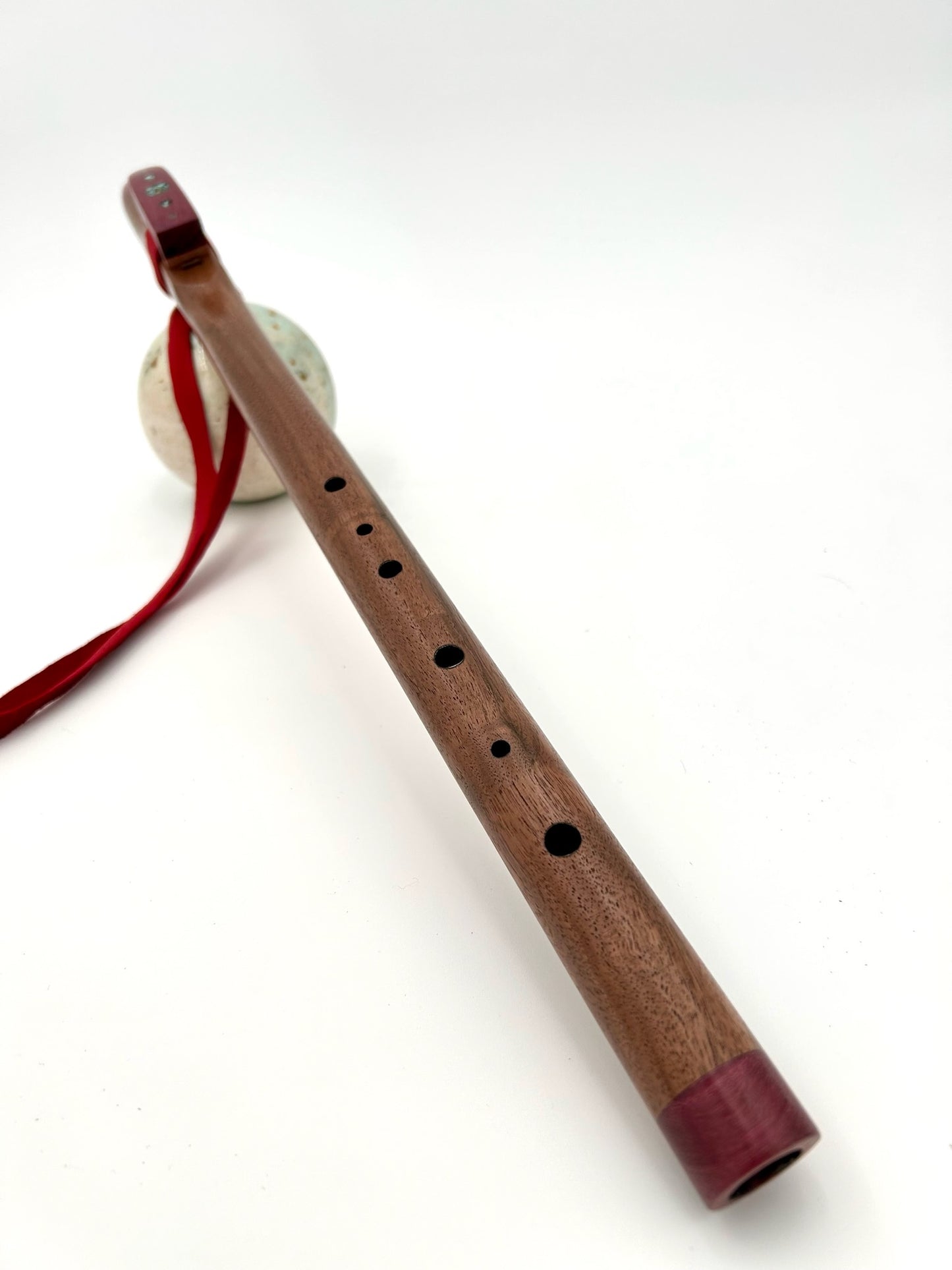 Flute in F - Aeolian Tuning - Walnut & Purpleheart with Turquoise Rain Drop Design