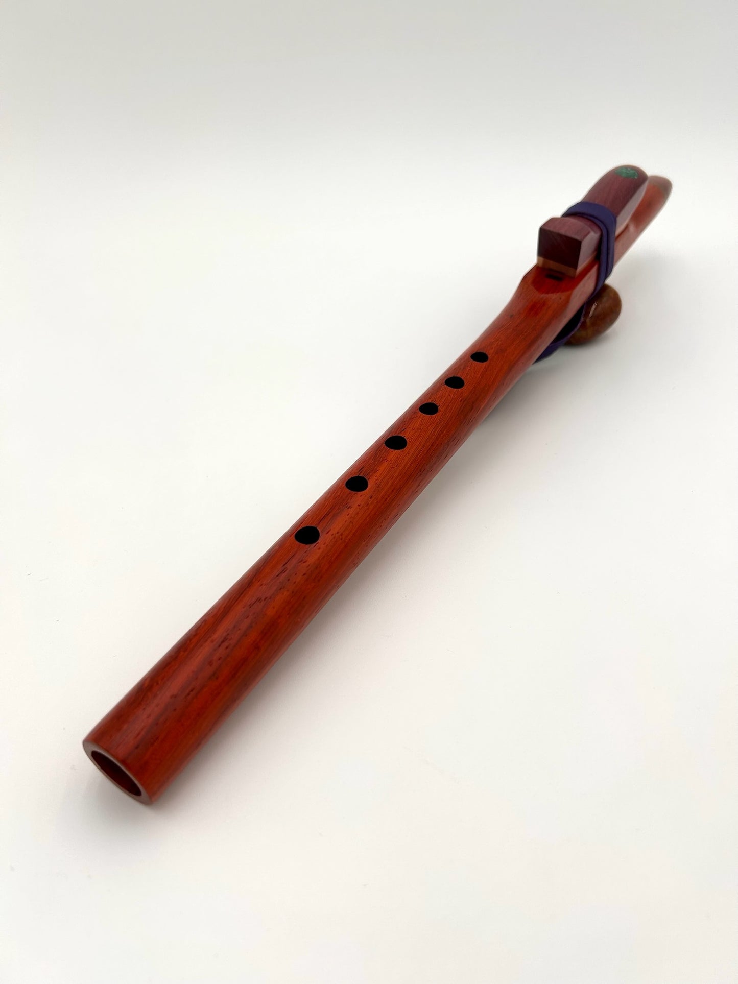 Flute in High B - Standard Tuning or Aeolian - Padauk & Purple Heart & Walnut accents - Malachite Inlay