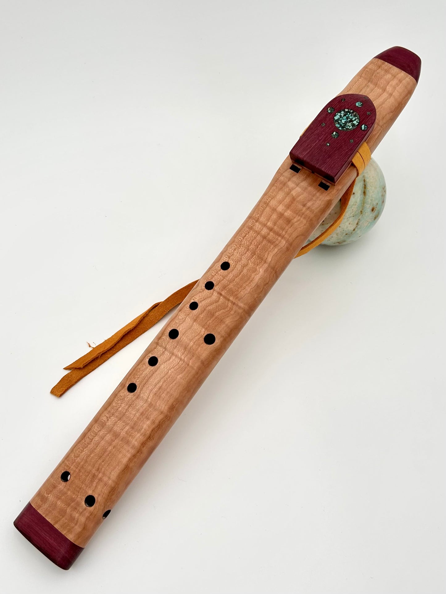 Mid Range Alternating Drone - Curly Maple, Purpleheart and Turquoise Inlay