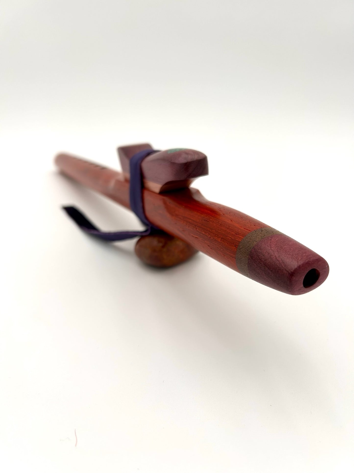 Flute in High B - Standard Tuning or Aeolian - Padauk & Purple Heart & Walnut accents - Malachite Inlay