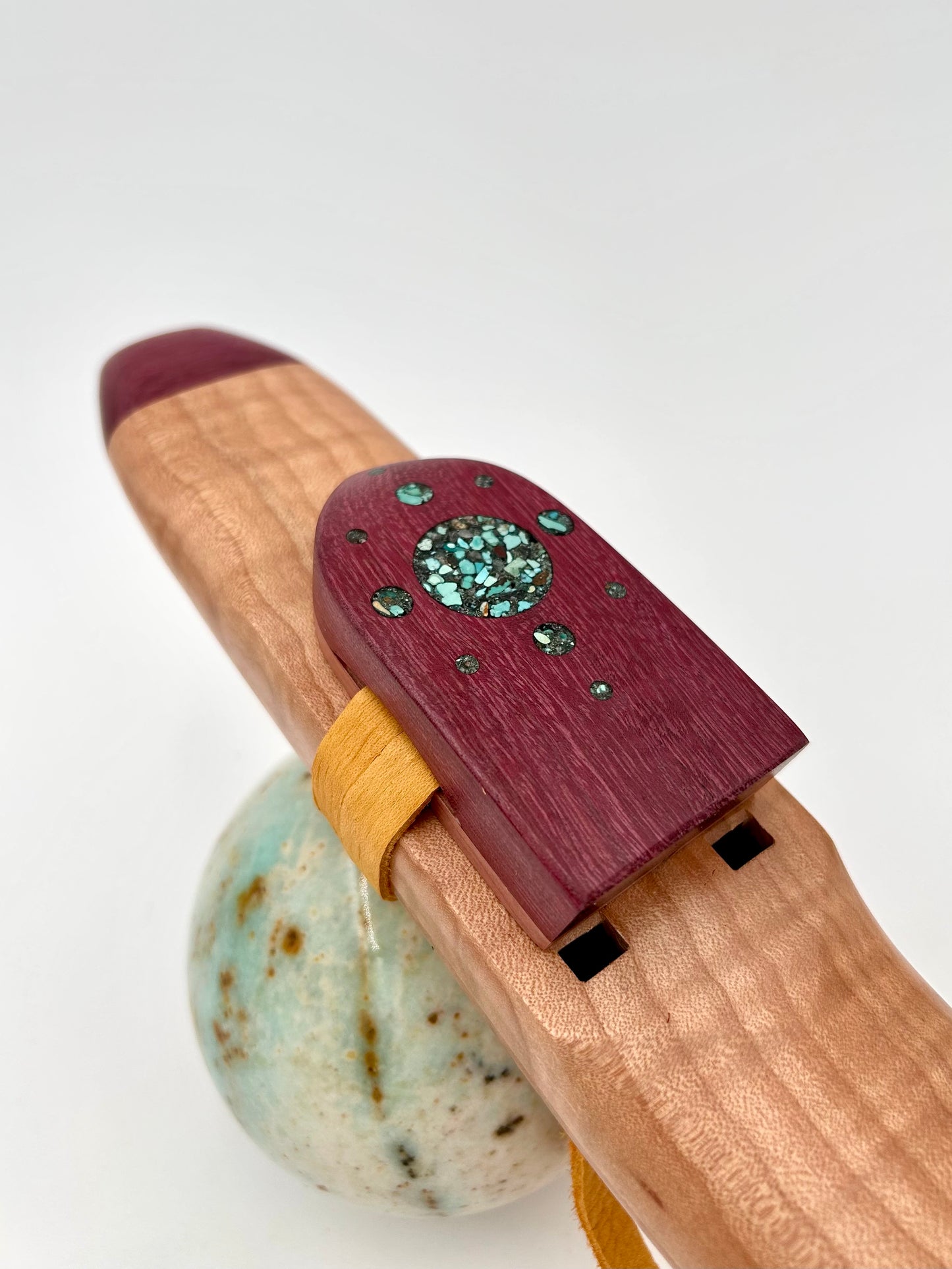 Mid Range Alternating Drone - Curly Maple, Purpleheart and Turquoise Inlay