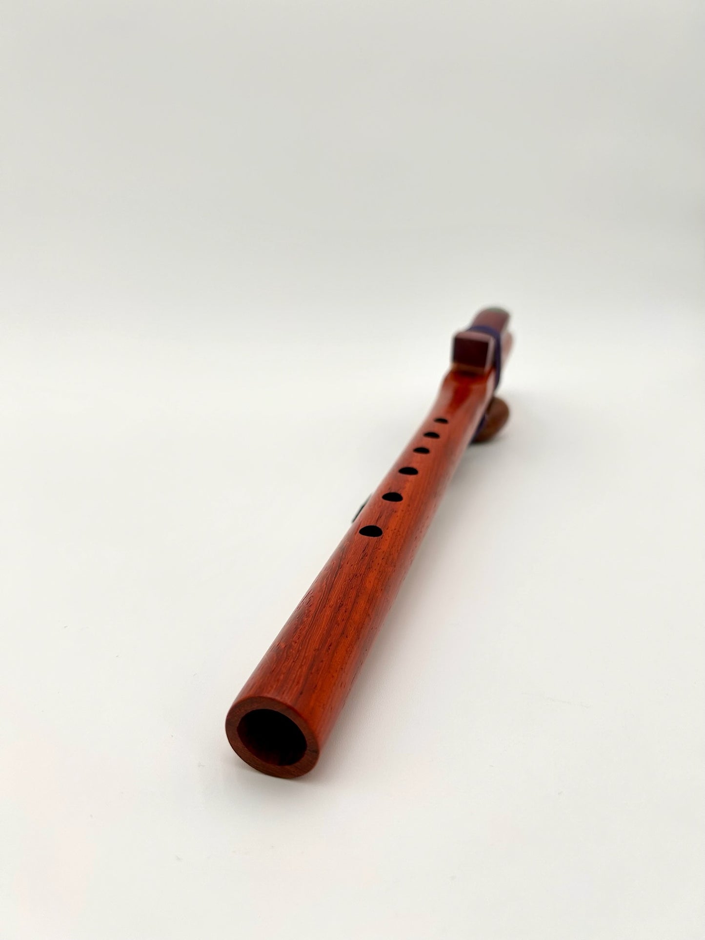 Flute in High B - Standard Tuning or Aeolian - Padauk & Purple Heart & Walnut accents - Malachite Inlay