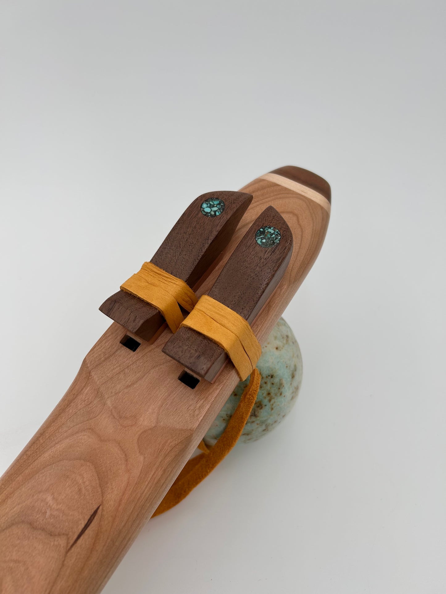 Mid Range Drone - Maple and Walnut with Circle Turquoise Inlay