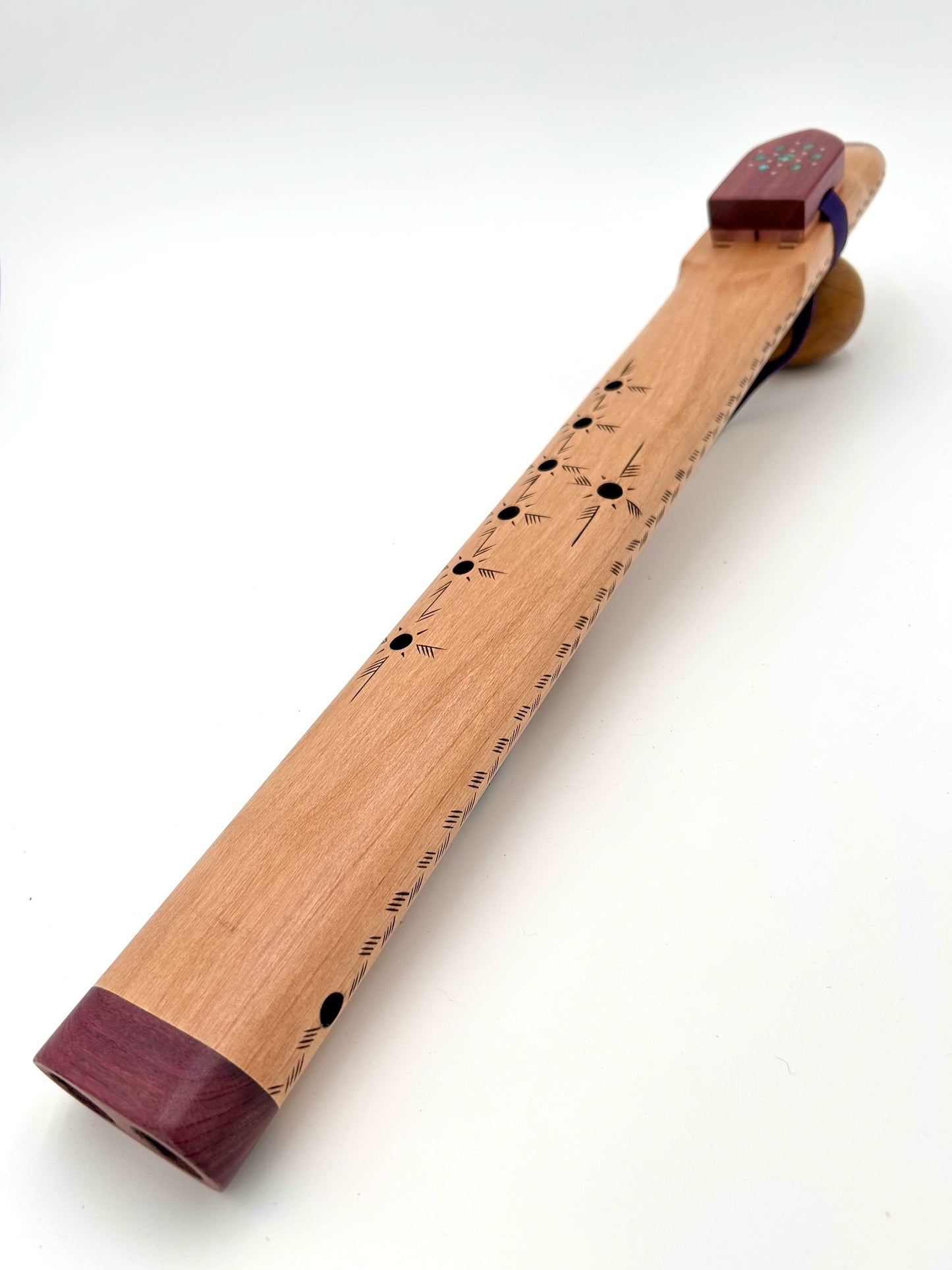 Low Range Alternating Drone - Alder, Purple Heart with Wood Burn & Stone Inlay