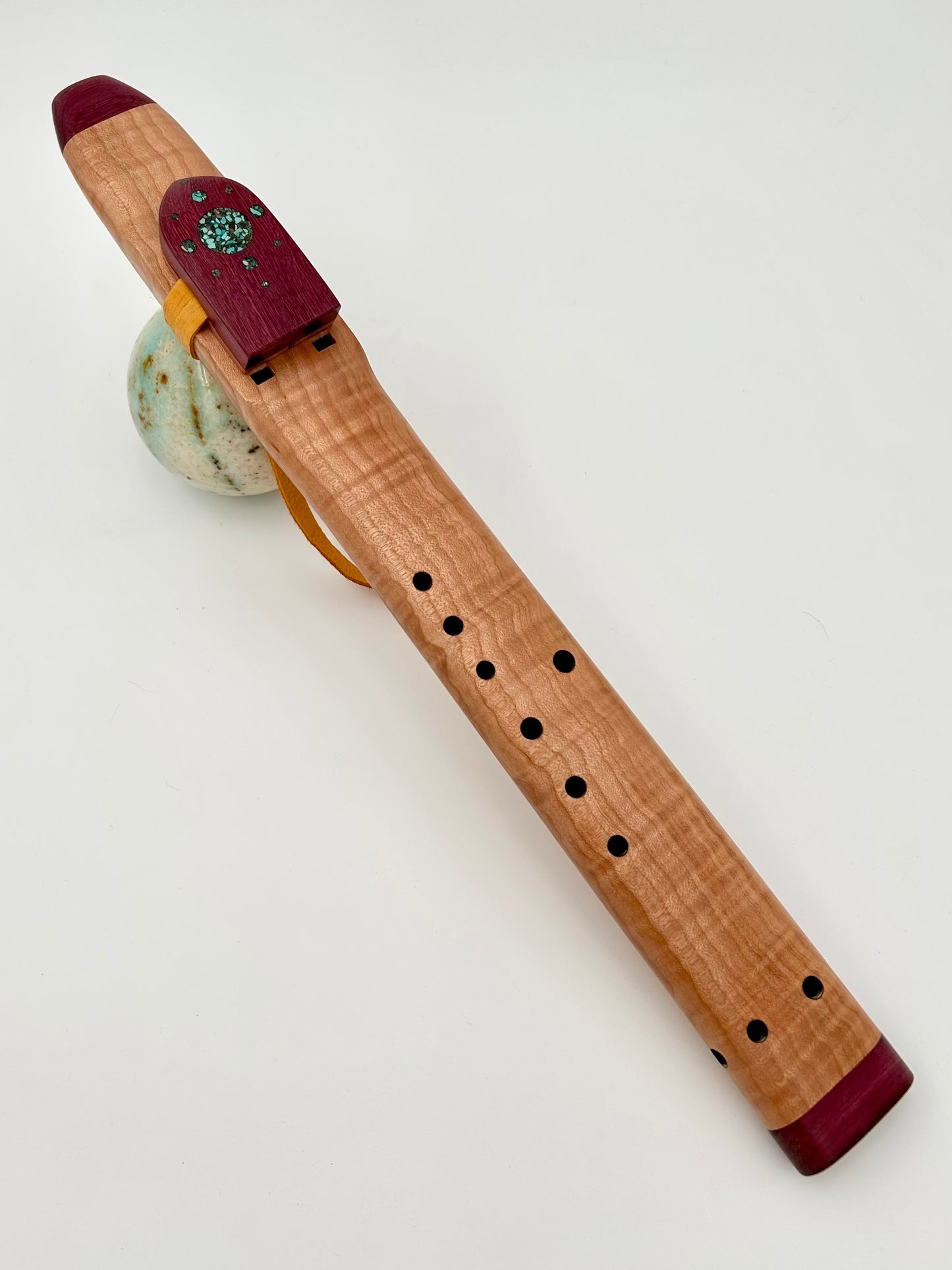 Mid Range Alternating Drone - Curly Maple, Purpleheart and Turquoise Inlay