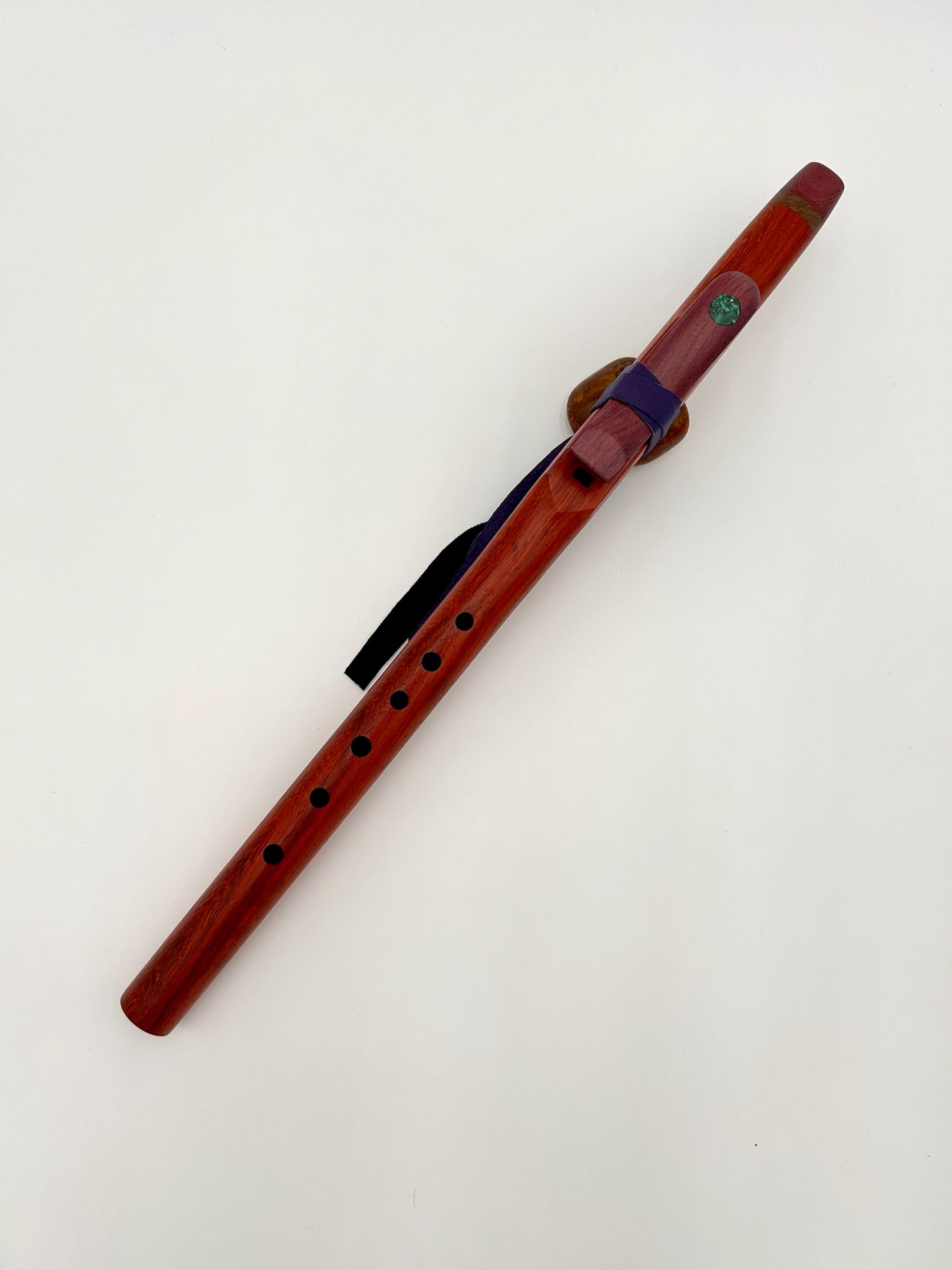 Flute in High B - Standard Tuning or Aeolian - Padauk & Purple Heart & Walnut accents - Malachite Inlay