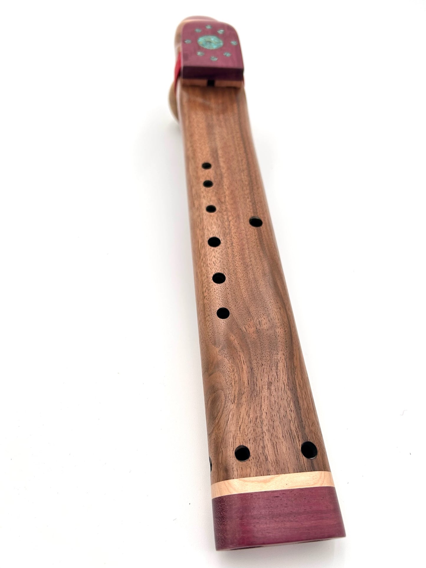 Mid Range Alternating Drone - Walnut, Maple & Purpleheart with Circle Turquoise Inlay