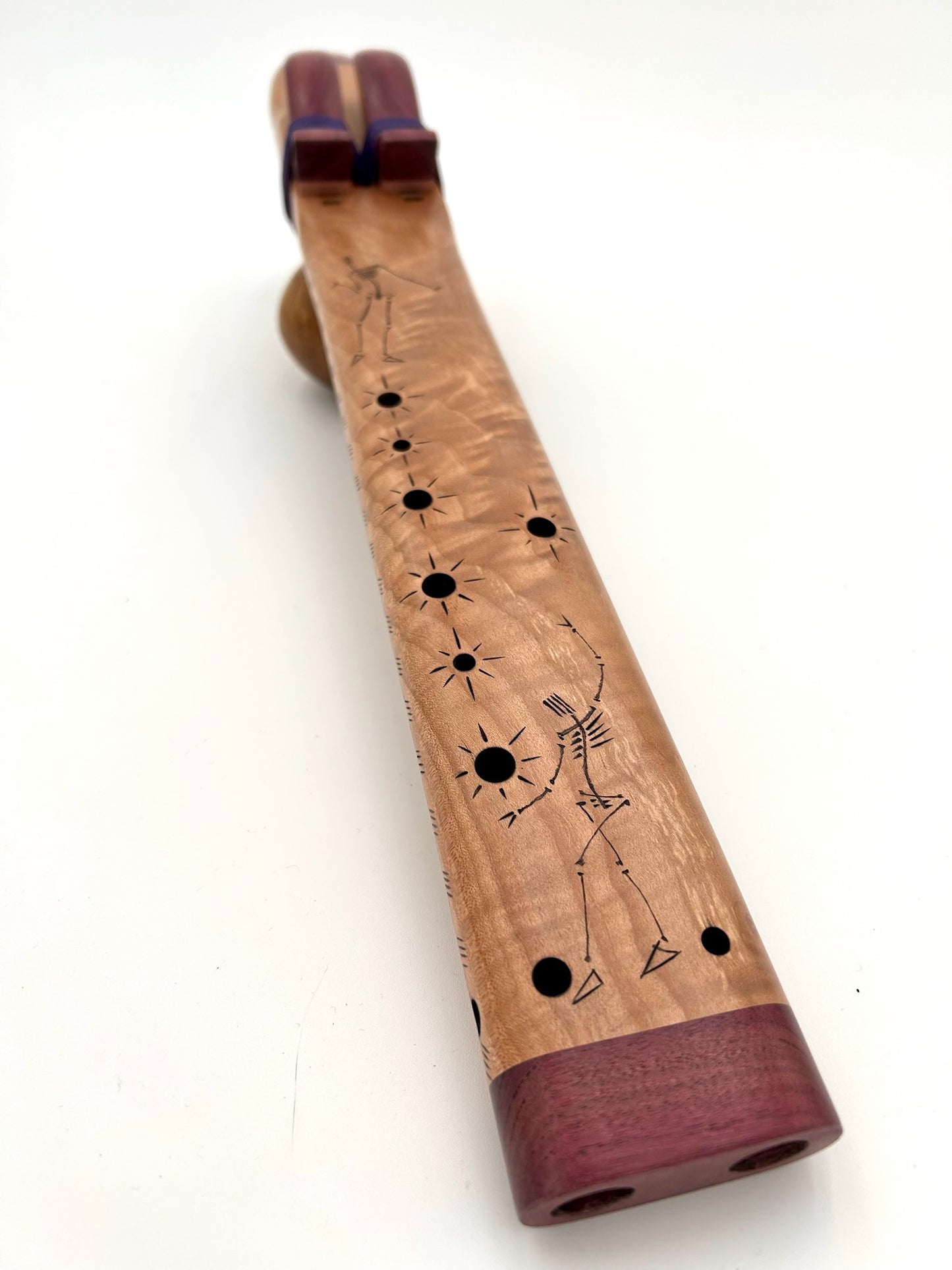 Alternating Drone in Ab - Aeolian Tuning - Curly Maple & Purpleheart with Spirit Woodburn