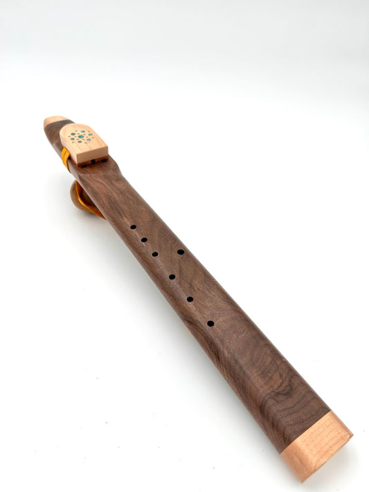 Low Range Alternating Drone - Walnut & Maple with Turquoise Mandala Inlay
