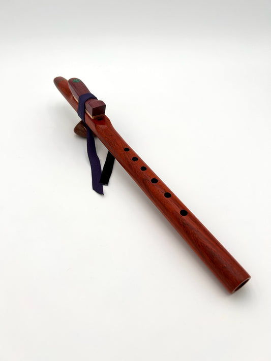 Flute in High B - Standard Tuning or Aeolian - Padauk & Purple Heart & Walnut accents - Malachite Inlay
