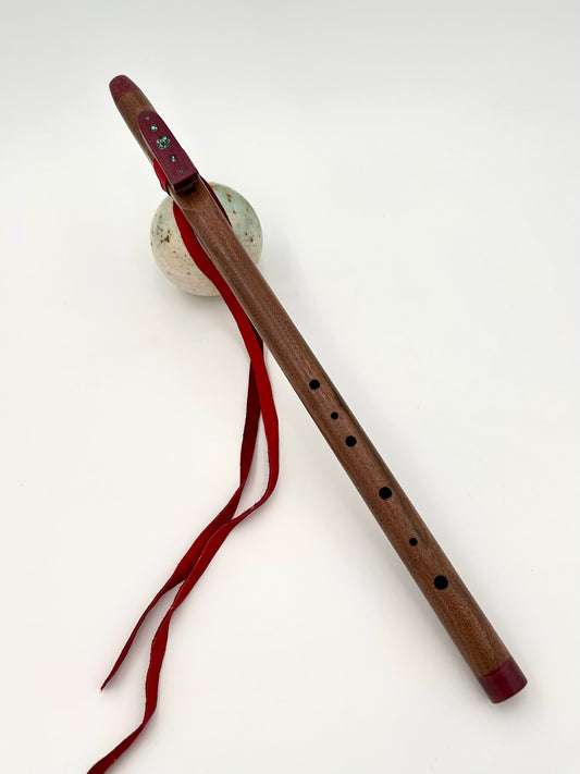 Flute in F - Aeolian Tuning - Walnut & Purpleheart with Turquoise Rain Drop Design