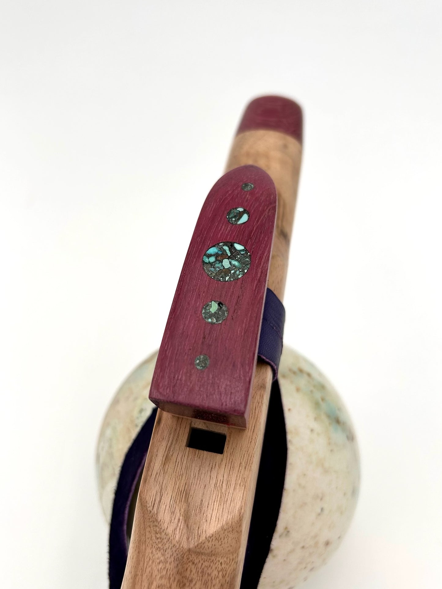 Flute in F - Aeolian Tuning - Myrtle & Purpleheart with Turquoise