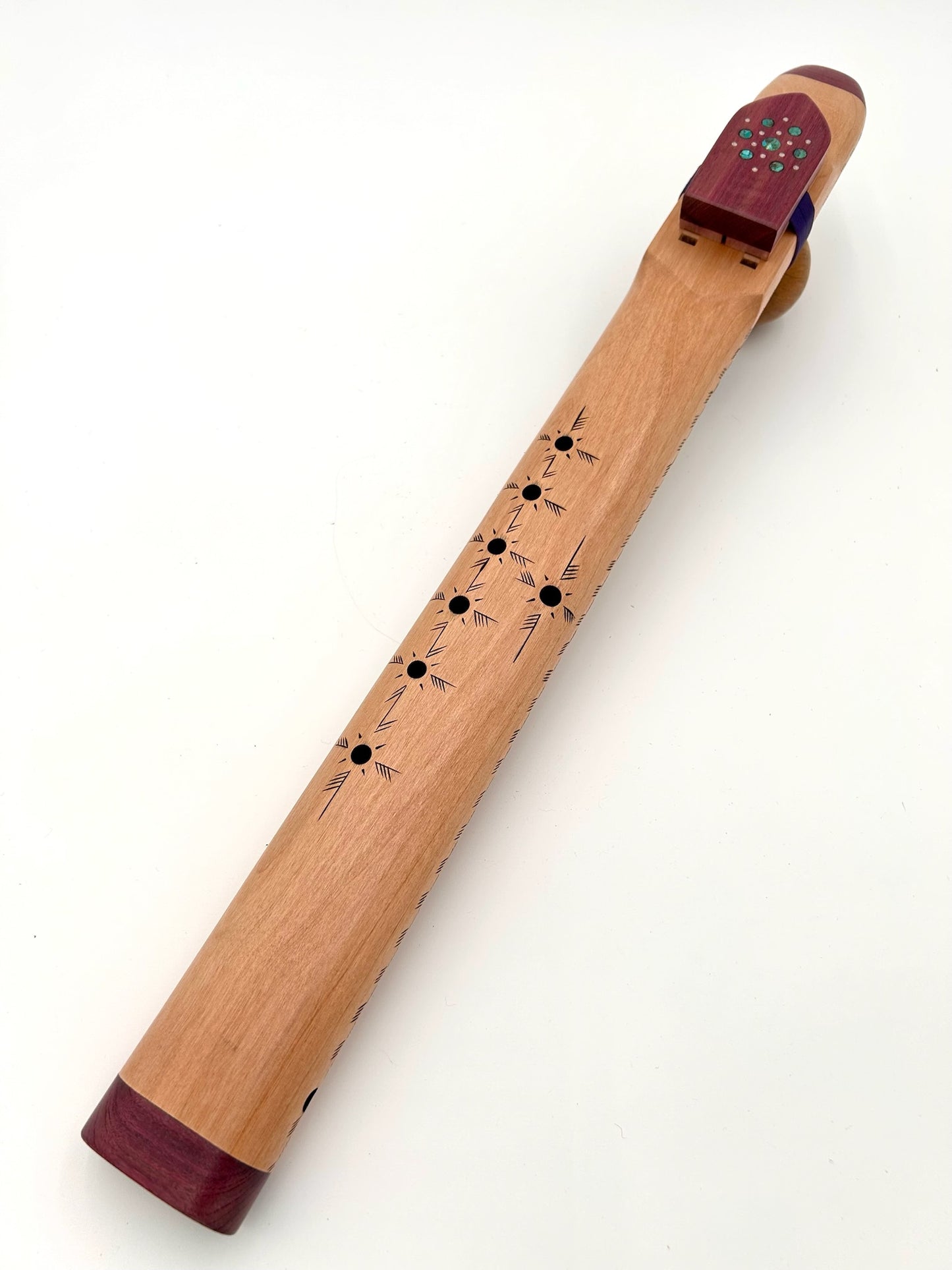 Low Range Alternating Drone - Alder, Purple Heart with Wood Burn & Stone Inlay