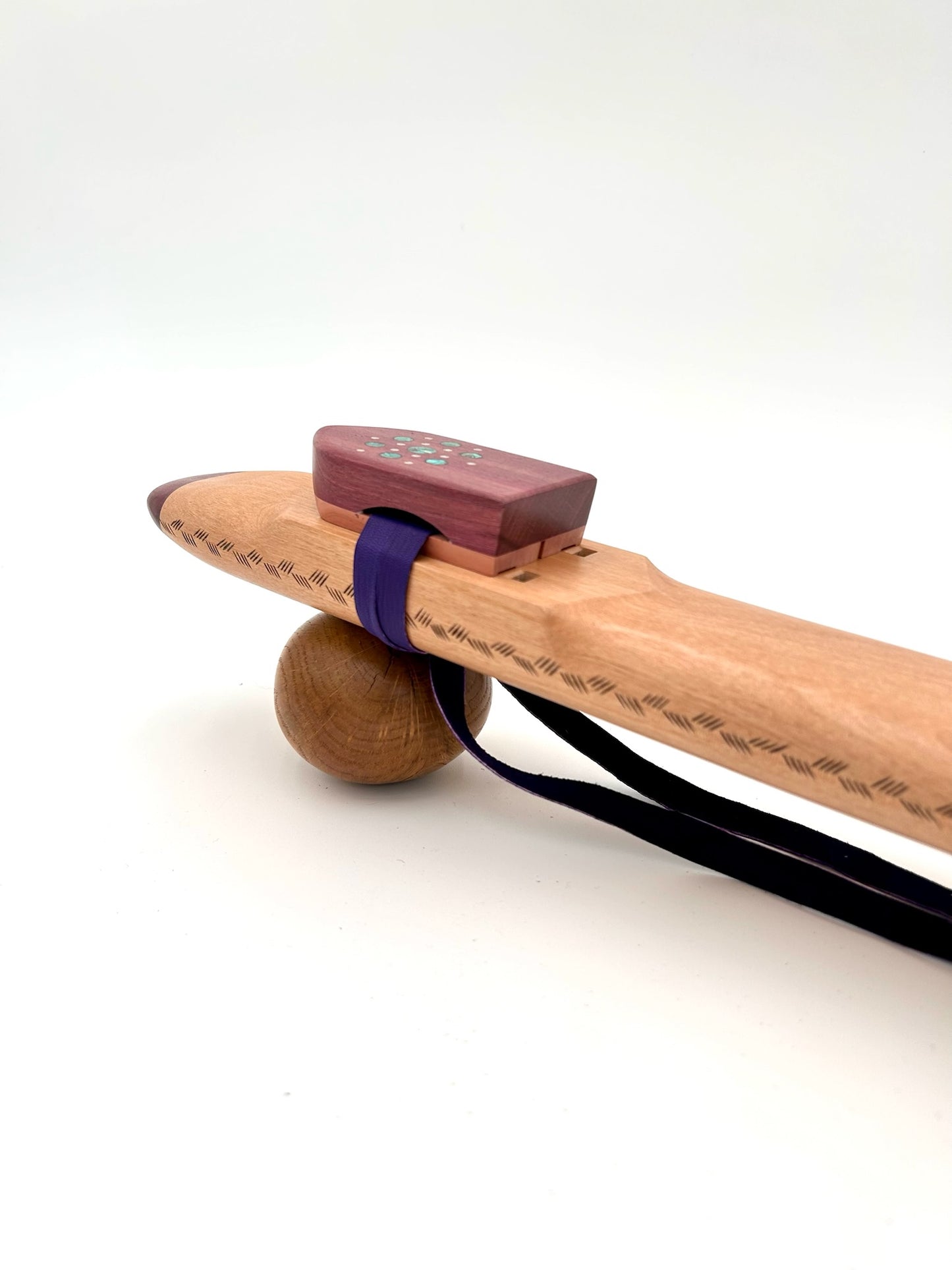 Low Range Alternating Drone - Alder, Purple Heart with Wood Burn & Stone Inlay