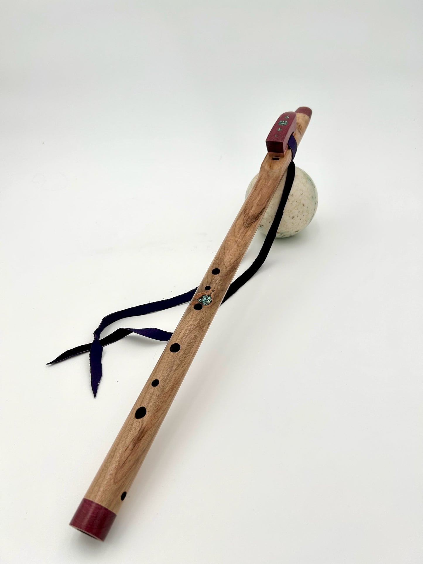 Flute in F - Aeolian Tuning - Myrtle & Purpleheart with Turquoise