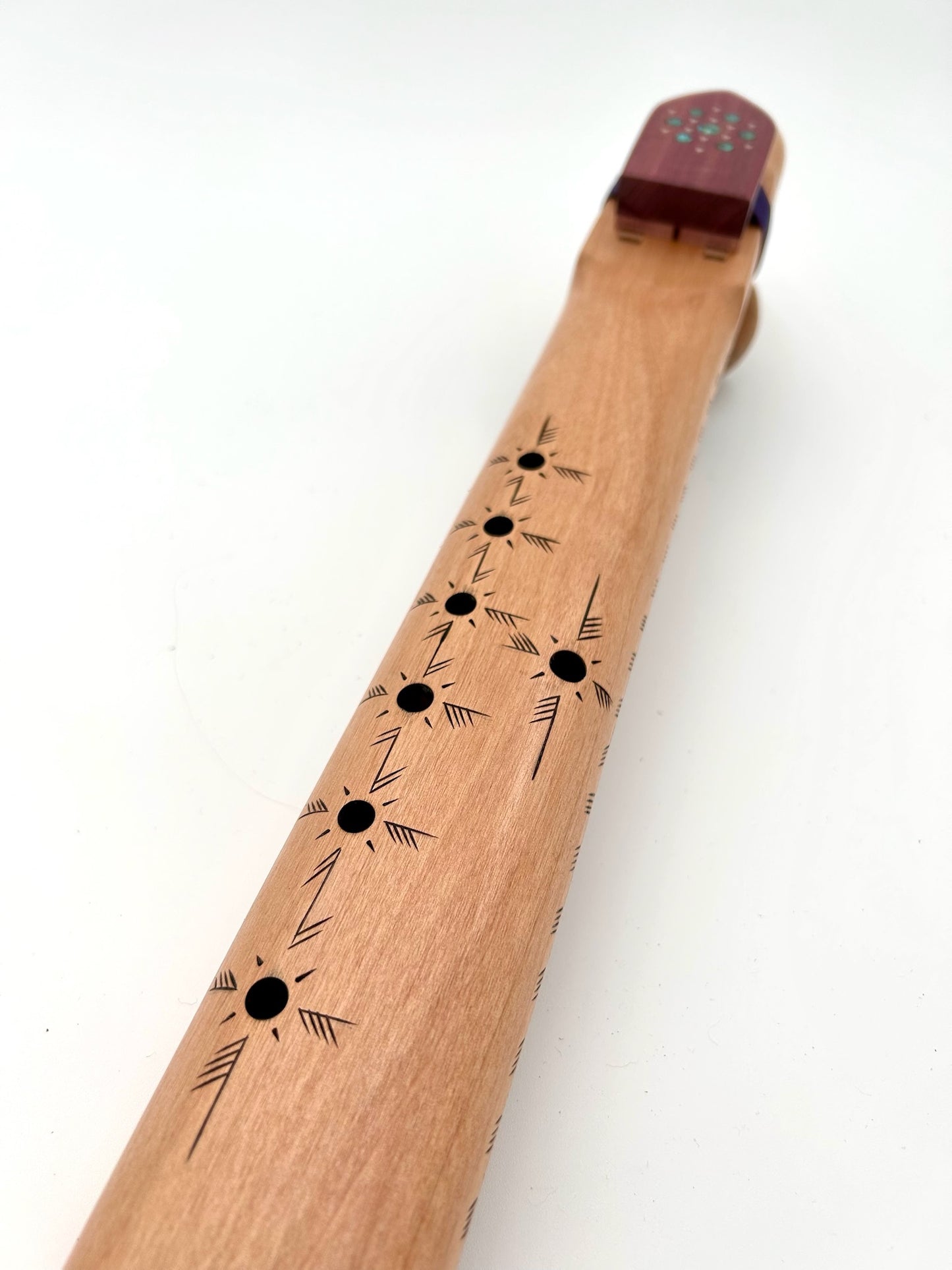 Low Range Alternating Drone - Alder, Purple Heart with Wood Burn & Stone Inlay
