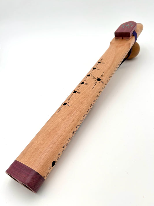Low Range Alternating Drone - Alder, Purple Heart with Wood Burn & Stone Inlay