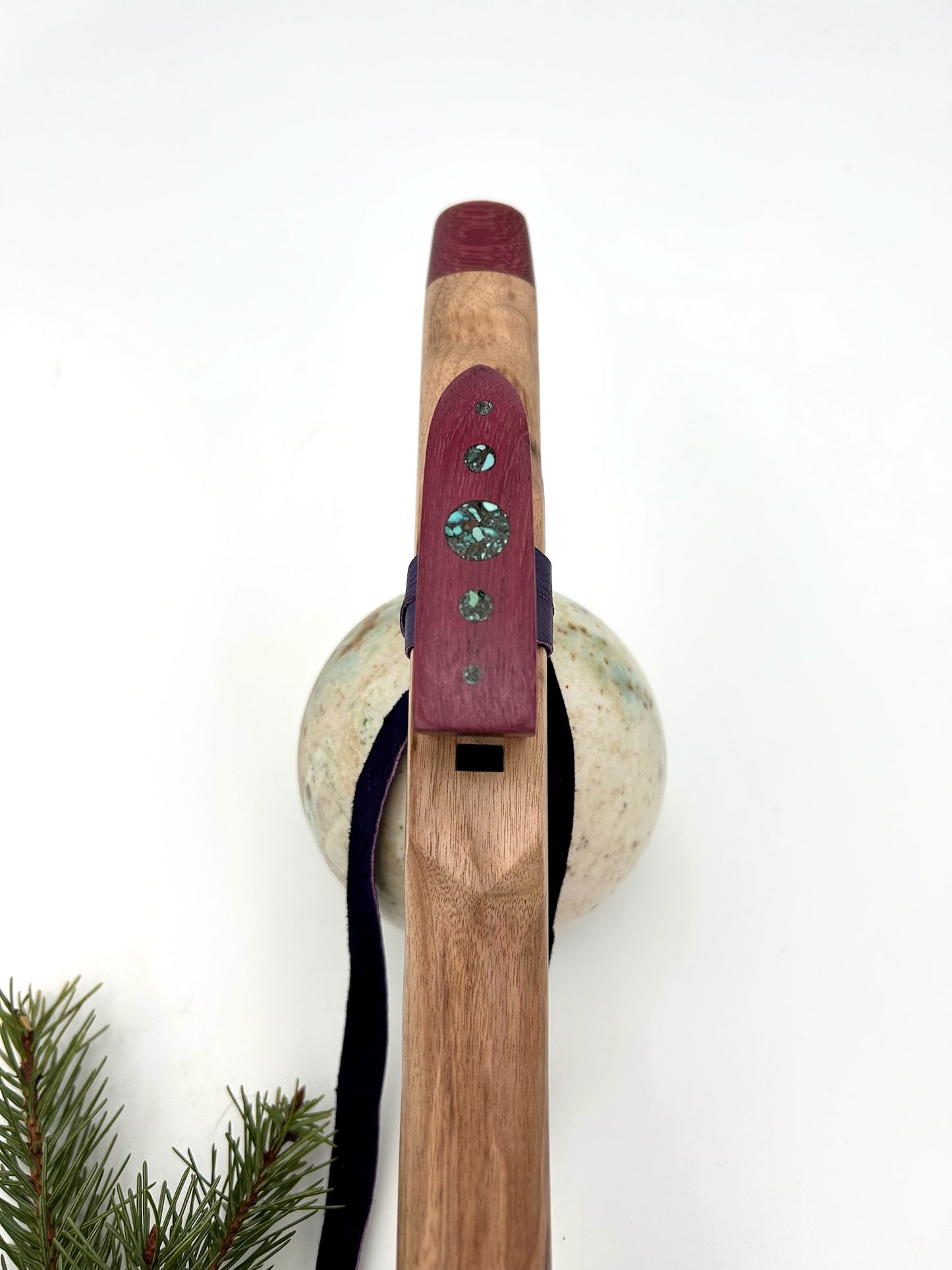 Flute in F - Aeolian Tuning - Myrtle & Purpleheart with Turquoise