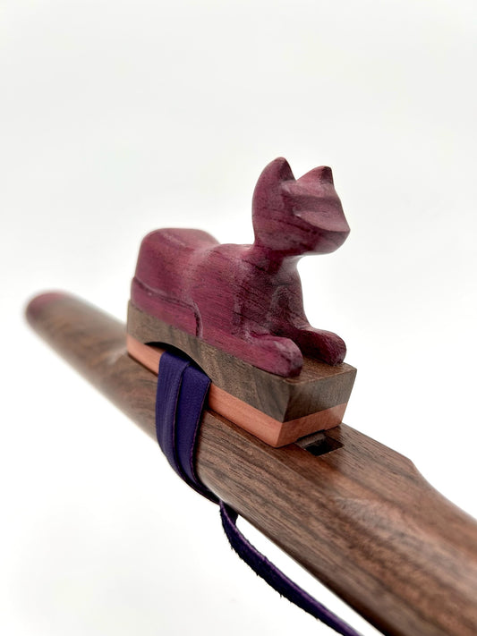 Flute in F - Aeolian Tuning - Cat Symbol with Walnut and Purpleheart