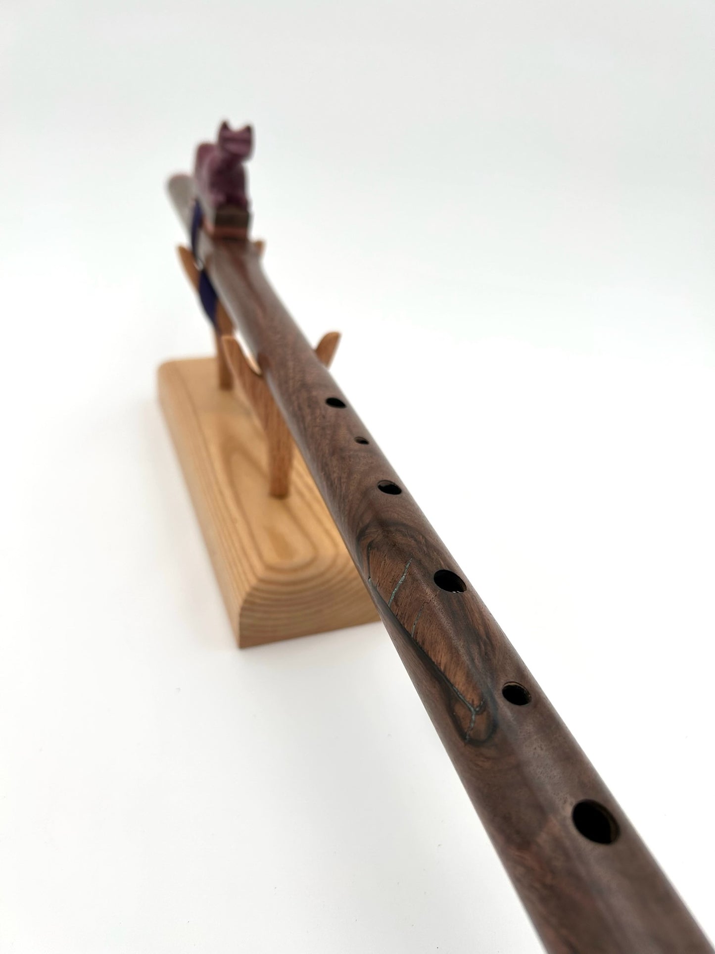 Flute in F - Aeolian Tuning - Cat Symbol with Walnut and Purpleheart